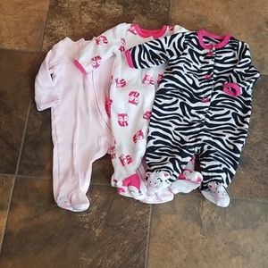 Bundle of 3 sleepers - 2 velour and 1 knit
